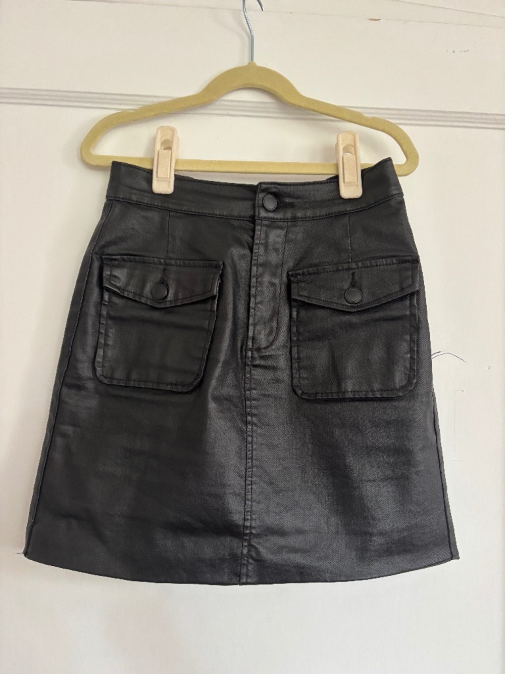 Black Leather Cargo Skirt | a loves a | Size 0